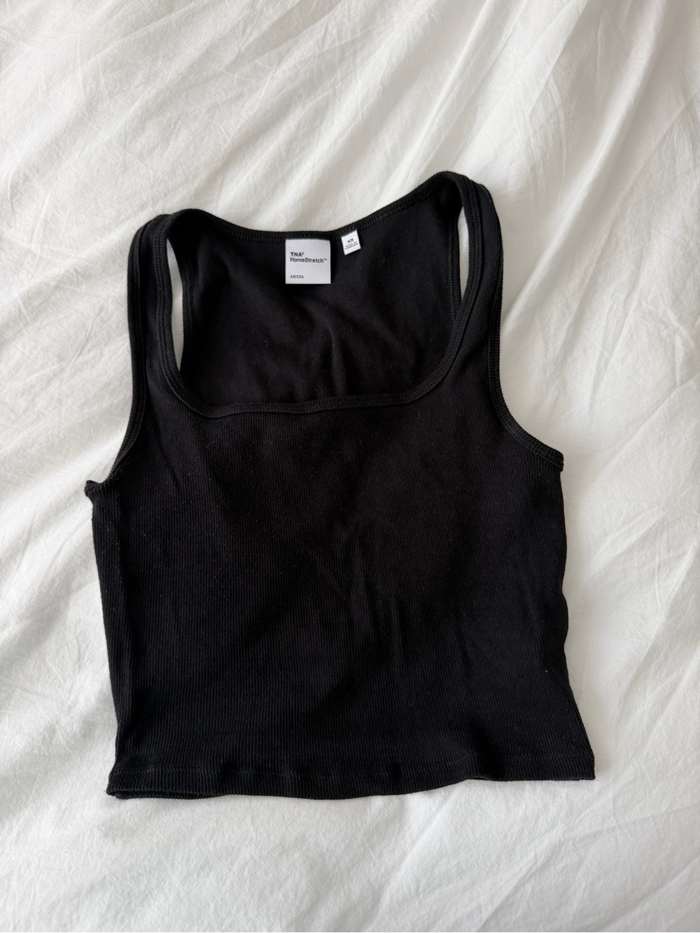 Aritzia Black Ribbed Square-Neck Tank
